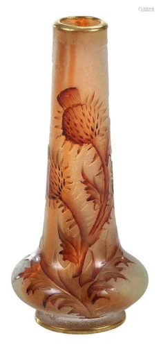 Small Daum Nancy Thistle Glass Vase