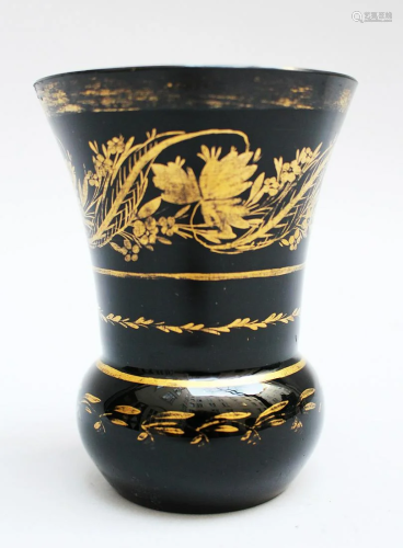Bohemian black glass spa beaker