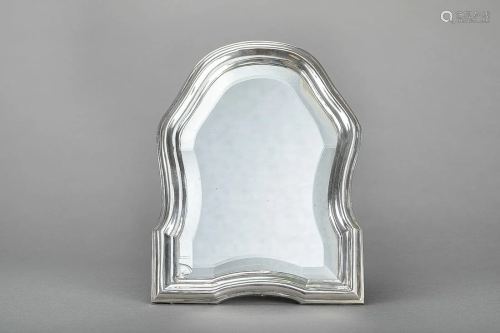 Silver and wood table mirror