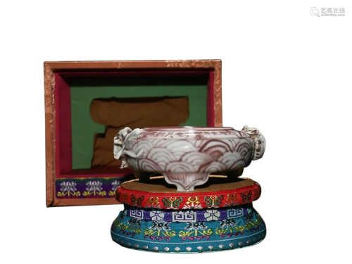 PAINTED INCENSE CENSER WITH CHILONG HANDLES