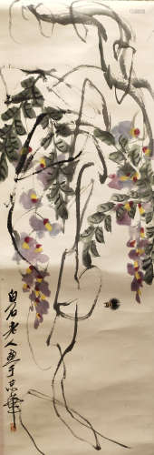 齊白石 紫藤蜜蜂（出版於《一代巨匠-齊白石畫集》p15）
