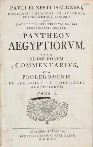 Egyptian's Mythology. JABLONSKI. Pantheon Aegyptiorum.