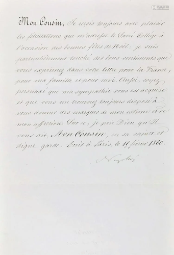 Autograph. Carlo Luigi Napoleone Bonaparte (Napoleone