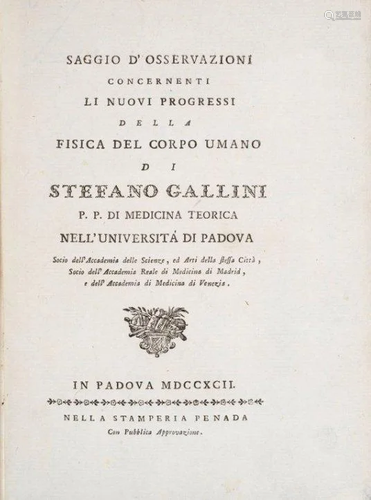 Physiology. GALLINI. Saggio di osservazioni concernenti