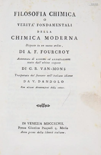 Mineralogy-Chemistry. de FOURCROY. Filosofia Chimica...