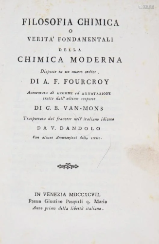 Mineralogy-Chemistry. de FOURCROY. Filosofia Chimica...