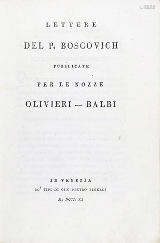 BOSCOVICH. Lettere del padre Boscovich pubblicate per