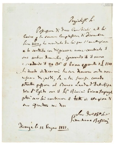 Autograph letter. ROSSINI.