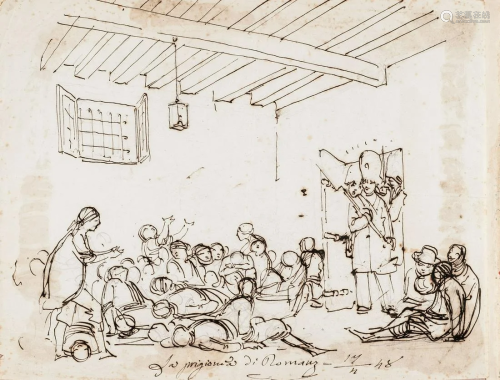 Drawing. CAFFI. La prigionia di Romans, 17 aprile 1848.