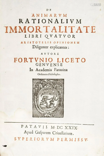 Natural Philosophy. LICETI. De animarum rationalium...