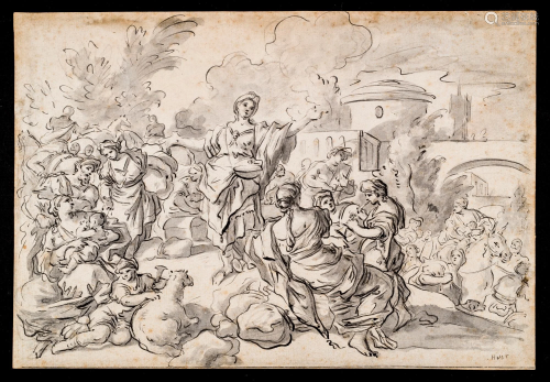 SOLIMENA. Country party. Drawing.