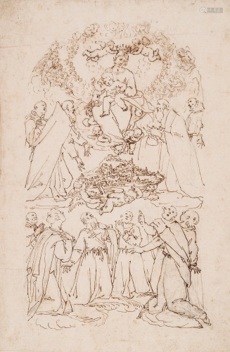 VECCHI. Preparatory drawing for an altarpiece.