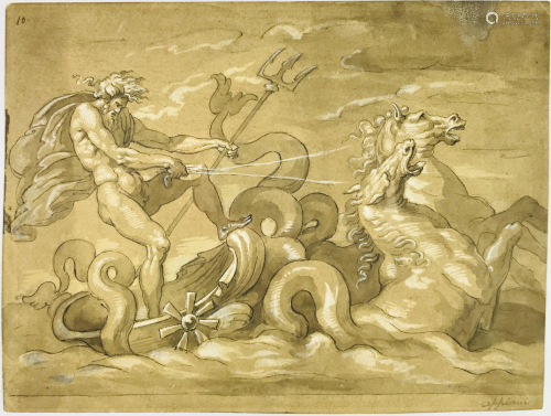 APPIANI. Neptune above the shell pulled by sea horses.