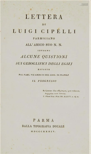 Egypt. CIPELLI. Lettera intorno alcune questioni sui