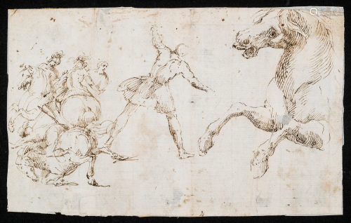 ALLEGRINI. Horses and Knights. Drawing.