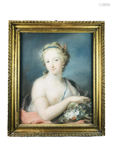 Rosalba CARRIERA. Giovane dama in veste di Flora.