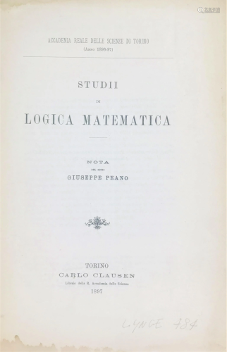 Mathematical Logic. PEANO. Studii di Logica Matematica.