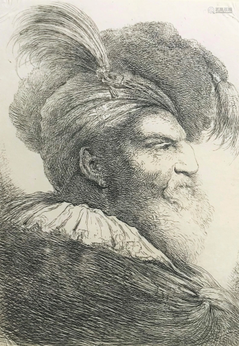 CASTIGLIONE. Portrait of an old man with a turban on