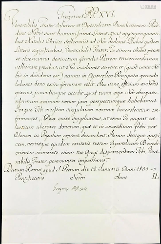 Autograph. Papa Gregorio XVI. Lettera.