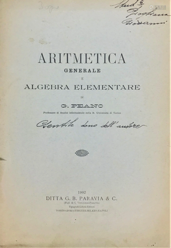 Didactics of mathematics. PEANO. Aritmetica Generale e