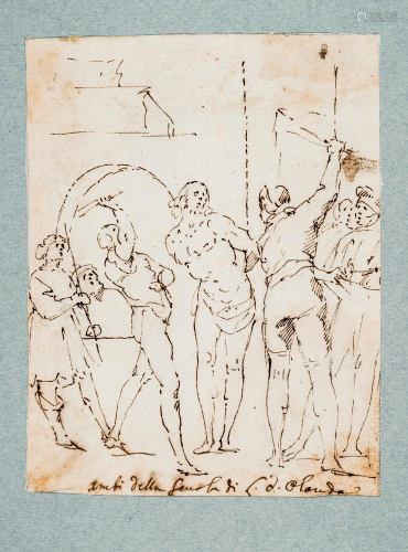 ALLEGRINI. Christ at the Column. Drawing.