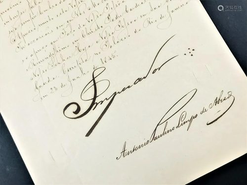 Autograph. Pedro II del Brasile Imperatore. Lettera.