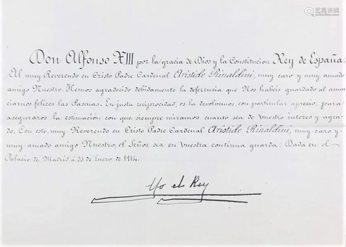 Autograph. Alfonso XIII de Borb�n. Lettera.