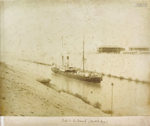 Albumin photograph. Canale di Suez. Sortie du Lae