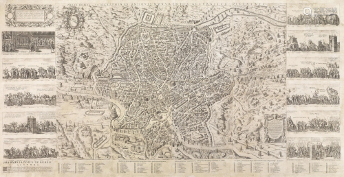 Wall Map of Rome. DU PERAC. Urbis Romae Sciographia Ex