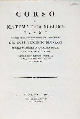 Mathematics. BRUNACCI. Corso di Matematica Sublime.