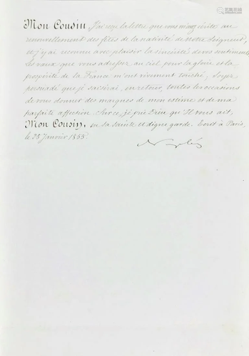 Autograph. Carlo Luigi Napoleone Bonaparte (Napoleone