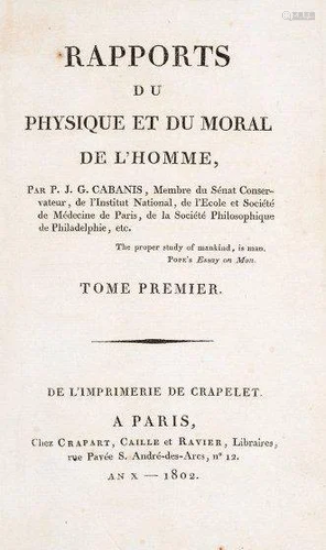 Physiology. CABANIS. Rapports du Physique et du Morale