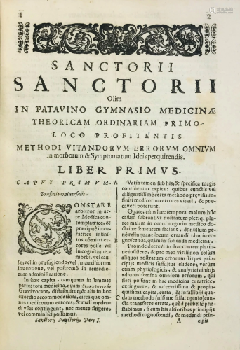 Medicine. SANTORIO. Methodi vitandorum errorum omnium.