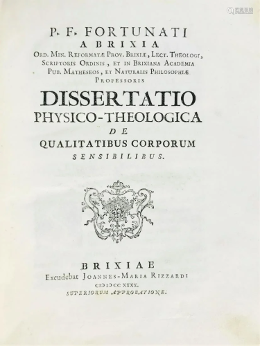 Philosophy and Mathematics. FORTUNATO da BRESCIA. Lot