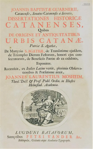Sicily. GUARNERI. Dissertationes historicae Catanense.