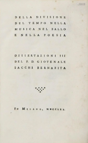 Dance. SACCHI. Della divisione del tempo nella musica,