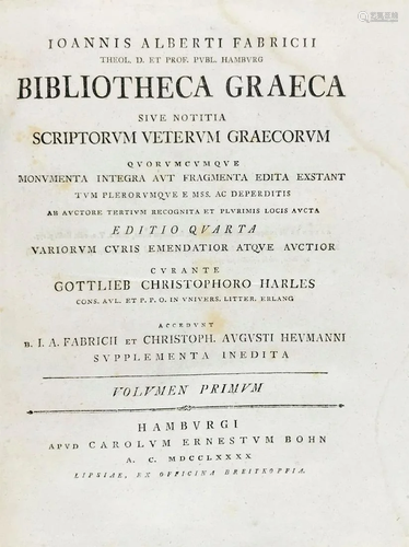 Bibliography. FABRICIUS-HARLESS. Bibliotheca Gr�ca sive