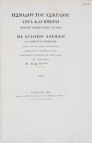Greek Literature. ESIODO. H?siodou tou Askraiou Erga