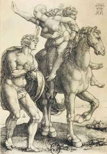 ALDEGREVER. Woman abducted by Satyr on horseback, with