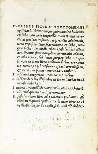 PLINIUS SECUNDUS. Epistolarum Libri X.