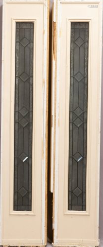 LEADED GLASS SIDELIGHTS PAIR H 63
