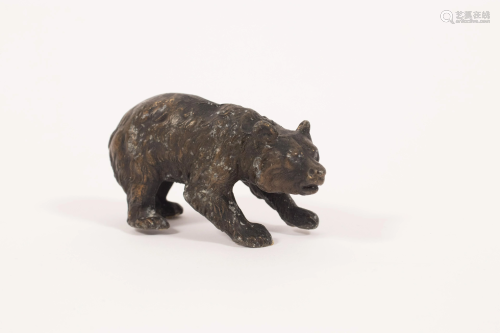 UNSIGNED RUSSIAN GOLD BRONZE BEAR 1860 H 1.5