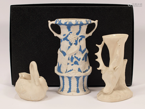 PARIAN VASES (2) & SWAN 4