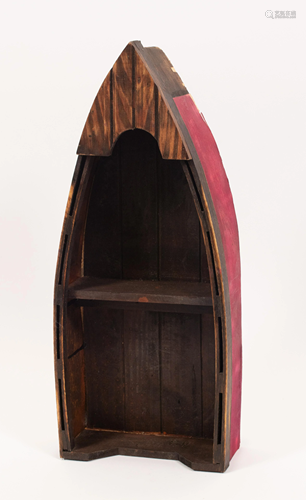 WOOD CURIO NICHE, ROWBOAT FORM W 7