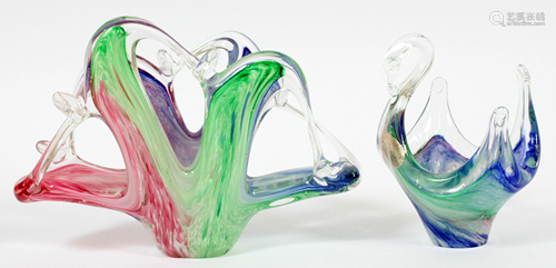 MURANO GLASS CANDY DISH & NAPKIN HOLDER, 2 PCS.