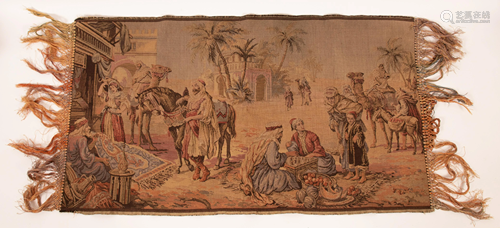 WOVEN TAPESTRY EGYPTIAN SCENE, RUG MERCHANT,…