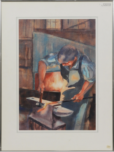 ELBERT C. WEBER, WATERCOLOR, C 1980 H 23