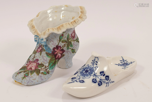 GERMAN MEISSEN PORCELAIN SHOE, + ANOTHER 19T…