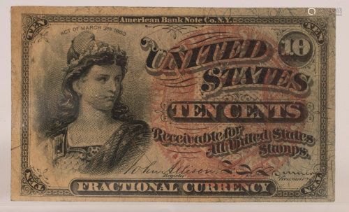 U.S. .10C FRACTIONAL PAPER CURRENCY NOTE, ACT OF 18…