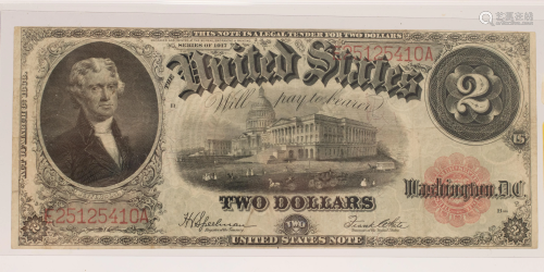 U.S.NOTE $2.DOLLAR PAPER CURRENCY JEFFERSON PORTRAIT